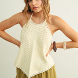 Crochet Knit Halter Neck Top