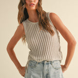 Sleeveless Knit Top With Tie on Side