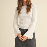 Ribbed Long Sleeve Knit Top