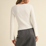 Ribbed Long Sleeve Knit Top