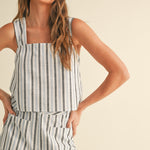 Stripe Pattern Top - Tan/Navy, Women's Tops Collection
