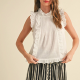 Eyelet Ruffle Trim Blouse