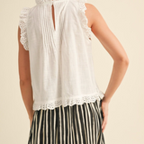 Eyelet Ruffle Trim Blouse