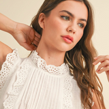 Eyelet Ruffle Trim Blouse