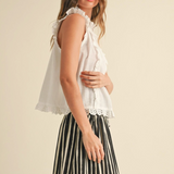 Eyelet Ruffle Trim Blouse