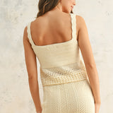 Crochet Knit Tank Top with Buttons