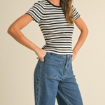 Stripe Knit Top - black/white stripe, womens shirt collection