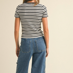 Stripe Knit Top - black/white stripe, womens shirt collection