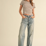 Stripe Knit Top -brown/white stripe, womens shirt collection