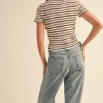 Stripe Knit Top -brown/white stripe, womens shirt collection