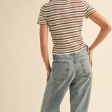 Stripe Knit Top -brown/white stripe, womens shirt collection