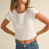 Waffle Short Sleeve Top