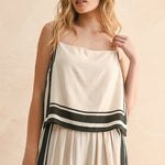 Border Stripe Pattern Top - Tan/Black, Women's Tops Collection
