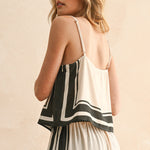 Border Stripe Pattern Top - Tan/Black, Women's Tops Collection
