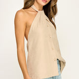 Halter Vest With Button Front