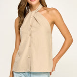 Halter Vest With Button Front