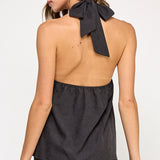 Halter Vest With Button Front - black, womens top/matching set collection