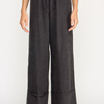 Wide Leg Drawstring Pant - black, womens pants/matching set collection