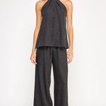 Wide Leg Drawstring Pant - black, womens pants/matching set collection