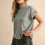 Short Sleeve Tencel Top - cement, womens shirt collection