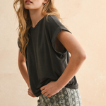 Short Sleeve Tencel Top - Charcoal, womens shirt collection