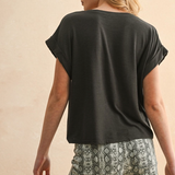Short Sleeve Tencel Top - Charcoal, womens shirt collection