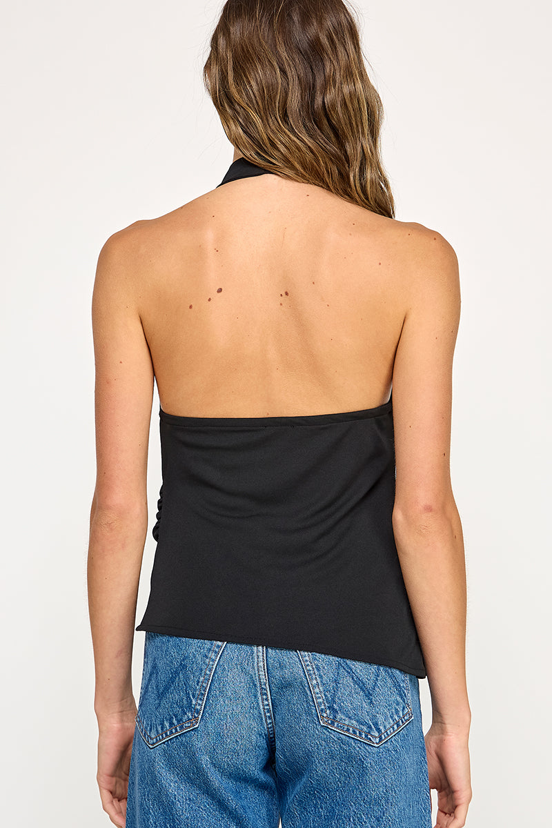 Cowl Neck Halter Top - Black, Women's Tops Collection