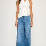 Cowl Neck Halter Top - Off White, Women's Tops Collection
