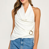 Cowl Neck Halter Top - Off White, Women's Tops Collection