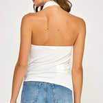 Cowl Neck Halter Top - Off White, Women's Tops Collection