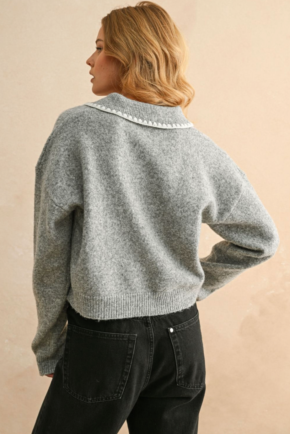 Stitch Detail Pullover Sweater - grey, womens sweater collection