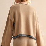 Ruffle Bottom Hem Sweater - grey/mocha, womens top/matching set collection