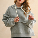 Ruffle Detail Sweatshirt - Heather Grey, Women's Tops Collection