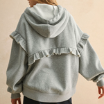 Ruffle Detail Sweatshirt - Heather Grey, Women's Tops Collection