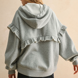 Ruffle Detail Sweatshirt - Heather Grey, Women's Tops Collection