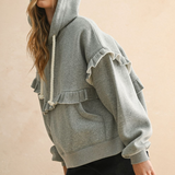 Ruffle Detail Sweatshirt - Heather Grey, Women's Tops Collection