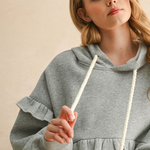 Ruffle Detail Sweatshirt - Heather Grey, Women's Tops Collection