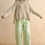 Fringe Bottom Detail Sweater - stone, womens sweater collection