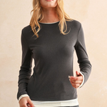 Light Weight Long Sleeve Top - Charcoal, Women's Tops Collection
