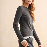 Light Weight Long Sleeve Top - Charcoal, Women's Tops Collection