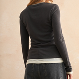 Light Weight Long Sleeve Top - Charcoal, Women's Tops Collection