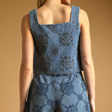 Embroidered Denim Top