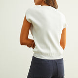 Round Neck Cap Short Sleeve Knit Top