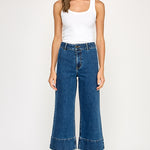 Wide Leg Crop Denim Pant - Denim, Women's Pants Collection
