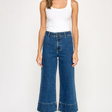 Wide Leg Crop Denim Pant - Denim, Women's Pants Collection