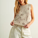 Floral Pattern Knit Top - stone, womens top collection