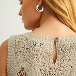 Floral Pattern Knit Top - stone, womens top collection