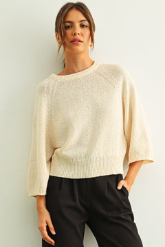 Round Neck 3/4 Sleeve Knit Top