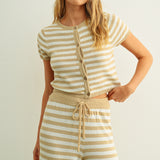 Stripe Pattern Button Front Top and Pant Set