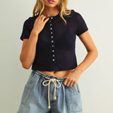 Button Front Knit Top